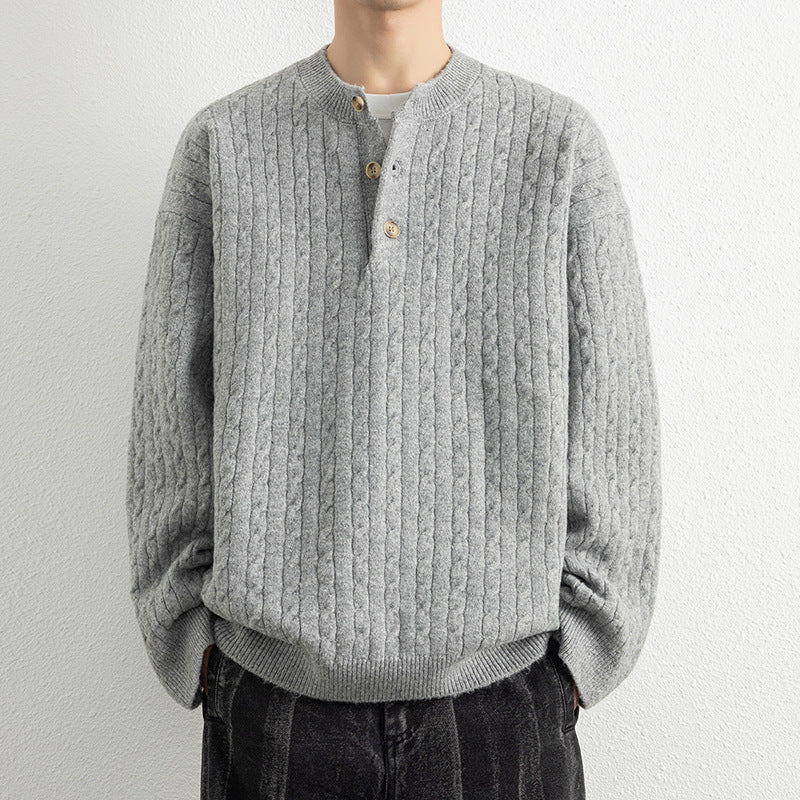 Herren Strickpullover mit Knopfdetails und strukturierter Oberfläche ModeGeist