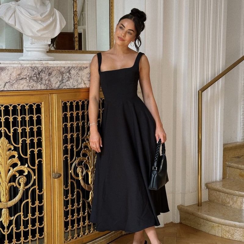 Damen Elegantes Maxikleid mit traumhaftem A-Linien Schnitt und schickem Quadrat-Ausschnitt ModeGeist