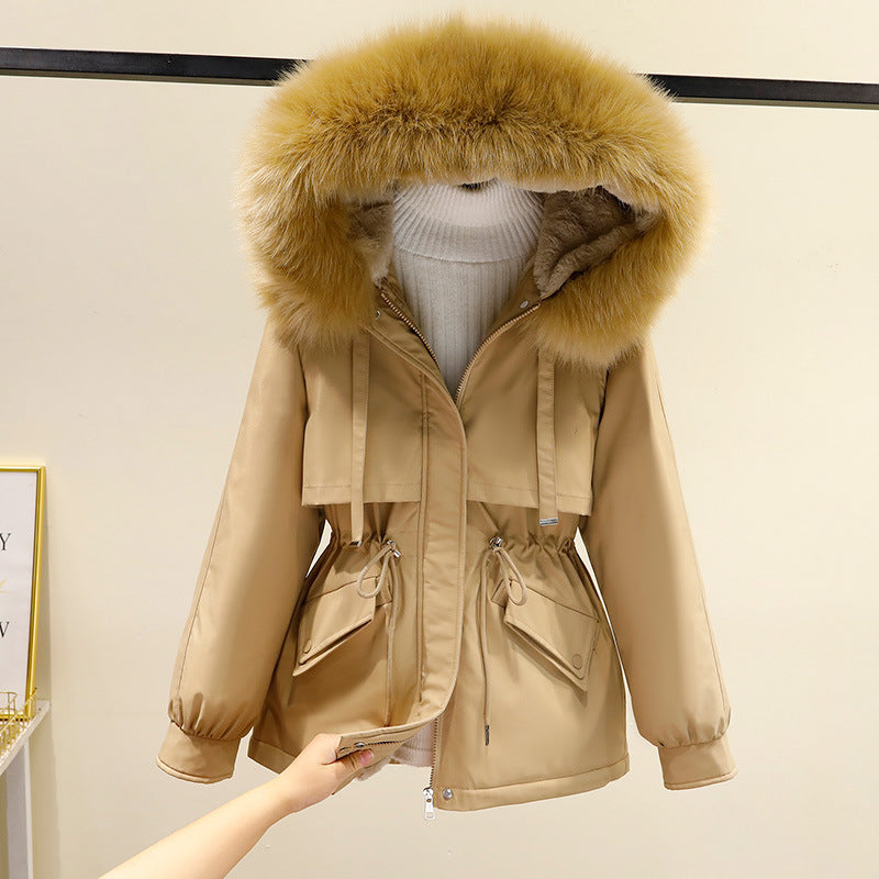 Damen Winterjacke mit funktionalem Reißverschluss und abnehmbarem Kunstpelzkragen ModeGeist