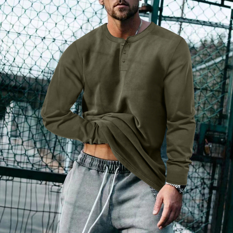 Herren Langarm-Henley-Shirt mit klassischem Knopfleisten-Design und weichem Baumwollmix ModeGeist