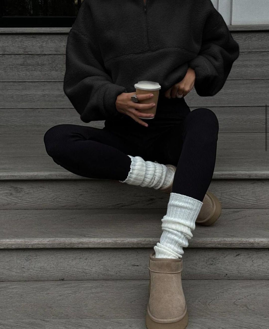 ModeGeist | Sherpa Halb Reißverschluss Stehkragen Sweatshirt