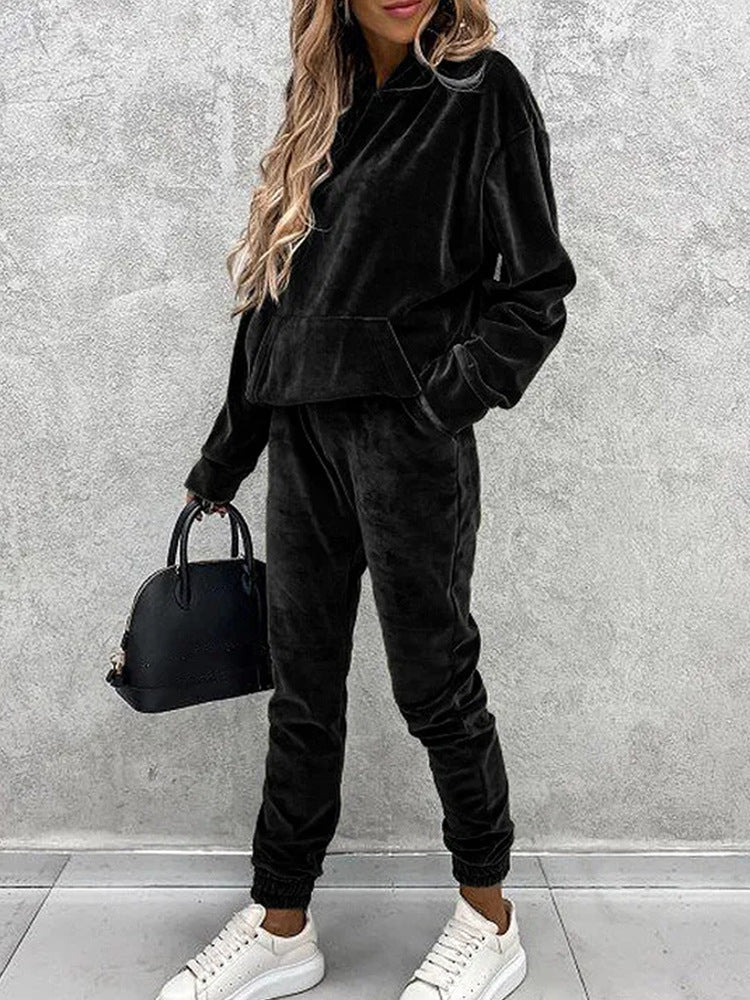 Damen kuscheliges Fleece-Set mit oversized Hoodie und bequemen Jogginghosen ModeGeist
