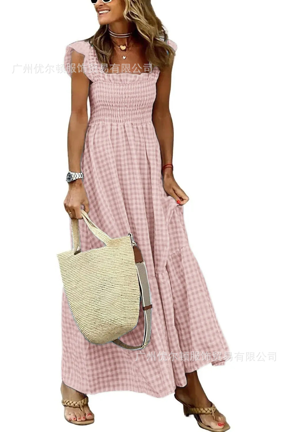 Modegeist Damenkleid mit Puffärmeln und Raffungen
