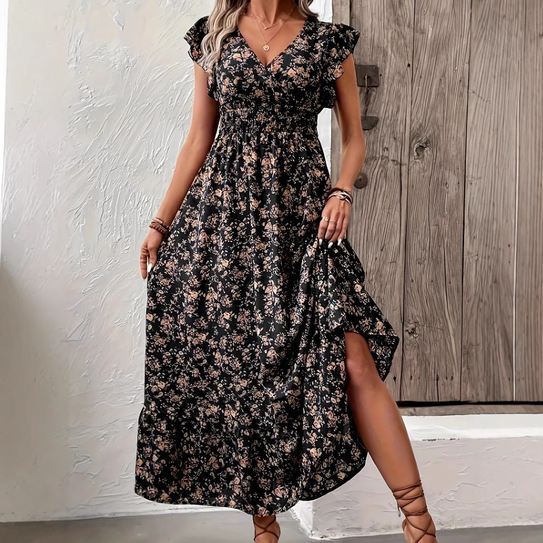 Romantisches Maxikleid mit weitem Rock und Rüschen – MODEGEIST