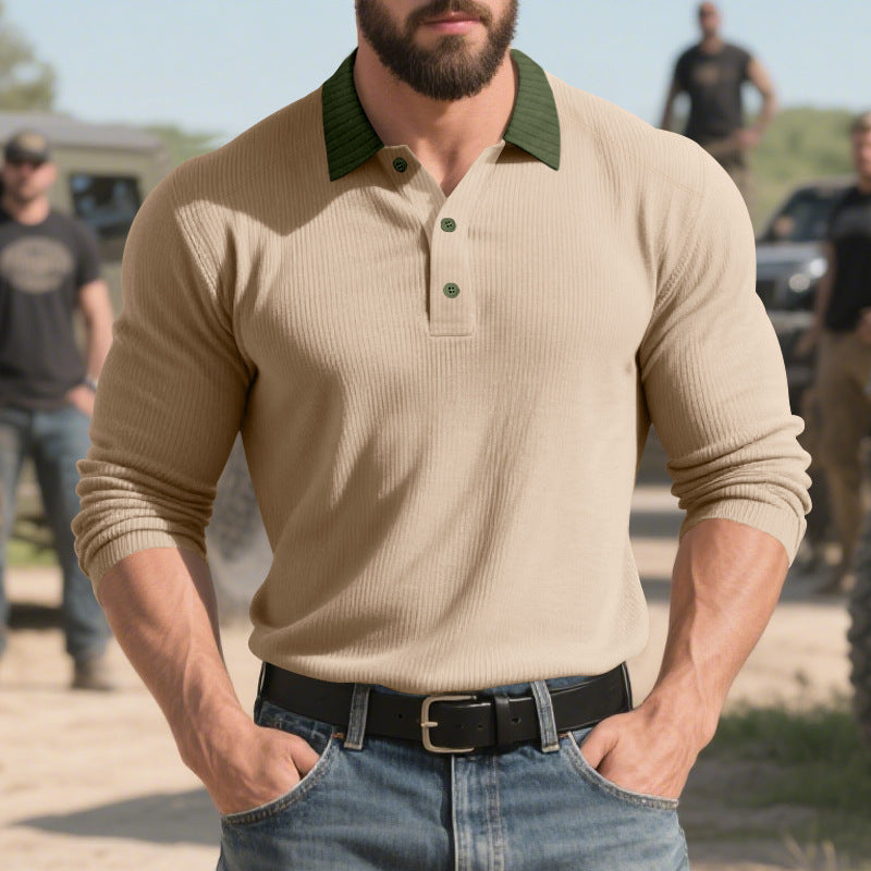 Herren langärmliges Poloshirt mit strukturiertem Design und klassischem Kragen ModeGeist