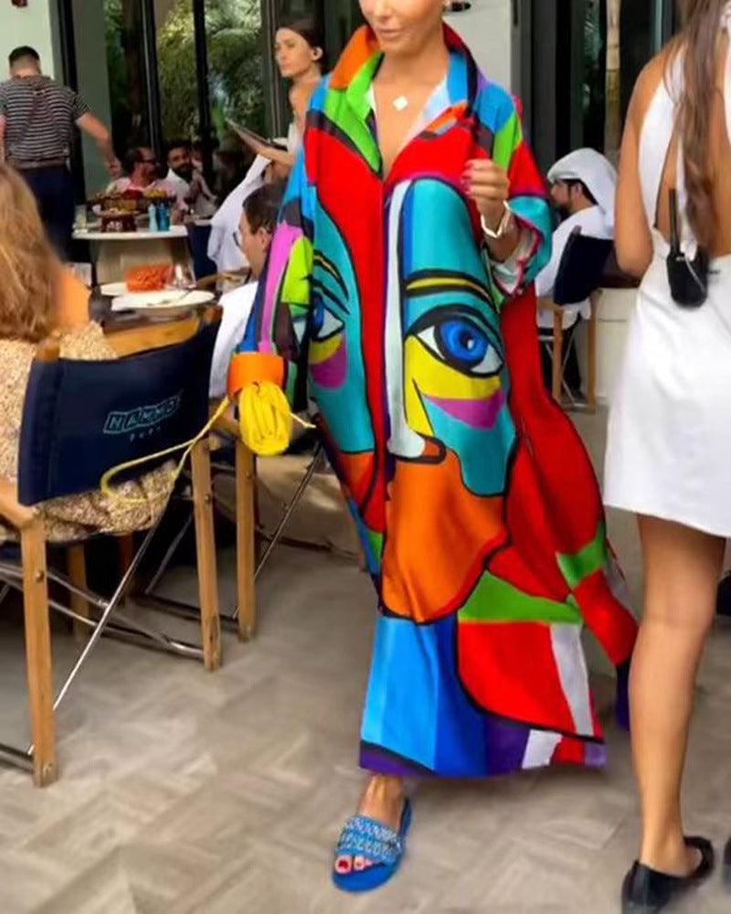 Modischer Damen-Kimono mit farbenfrohem Muster
