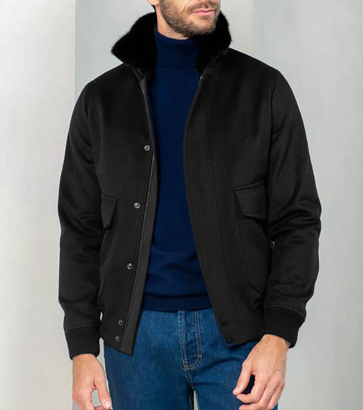 Herren stilvolle Übergangsjacke mit weichem Kragen und praktischen Eingrifftaschen ModeGeist