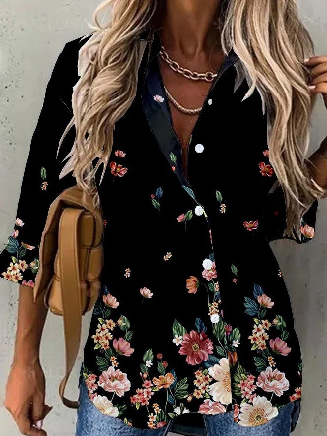 Elegante Bluse mit Blumenmuster und schickem Kragen von MODEGEIST