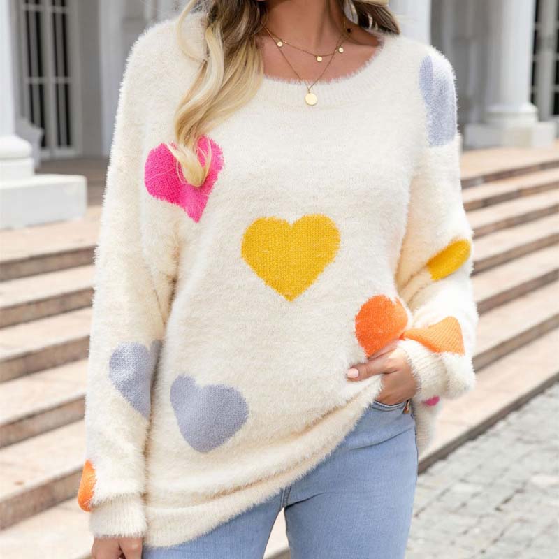 ModeGeist | Strickpullover Mit Süßem Herzmuster