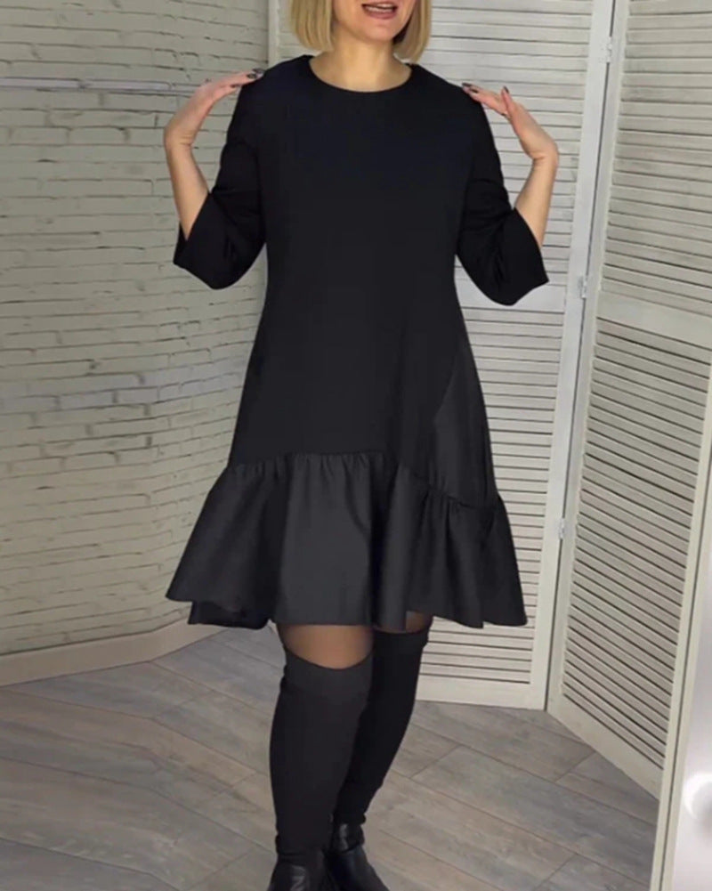 Elegantes Damen Freizeitkleid mit lockerem Schnitt und Rüschen