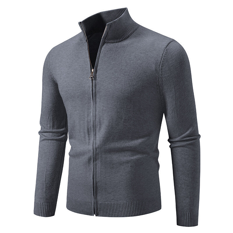 Herren Strickjacke mit modernem Stehkragen und funktionalem Reißverschluss ModeGeist