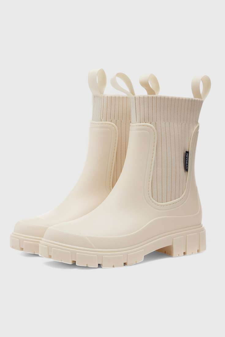 MODEGEIST Damen Chelsea-Boots Wasserdicht Schwarz Leder