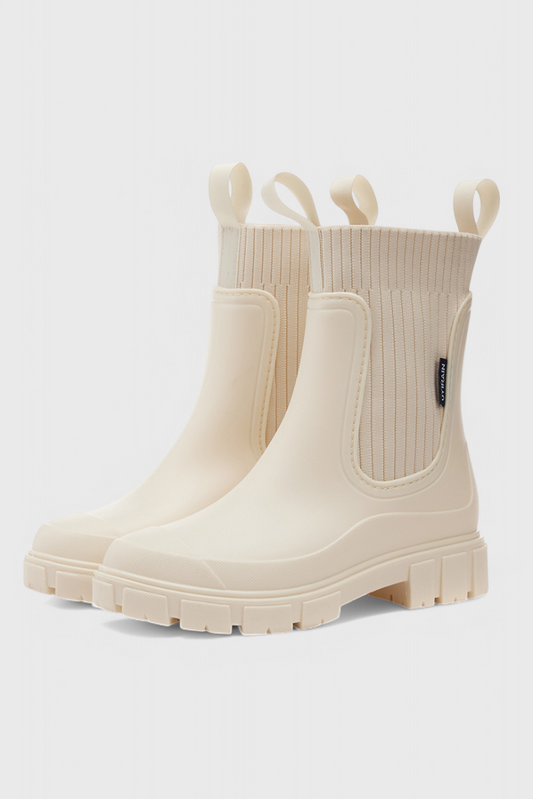 MODEGEIST Damen Chelsea-Boots Wasserdicht Schwarz Leder