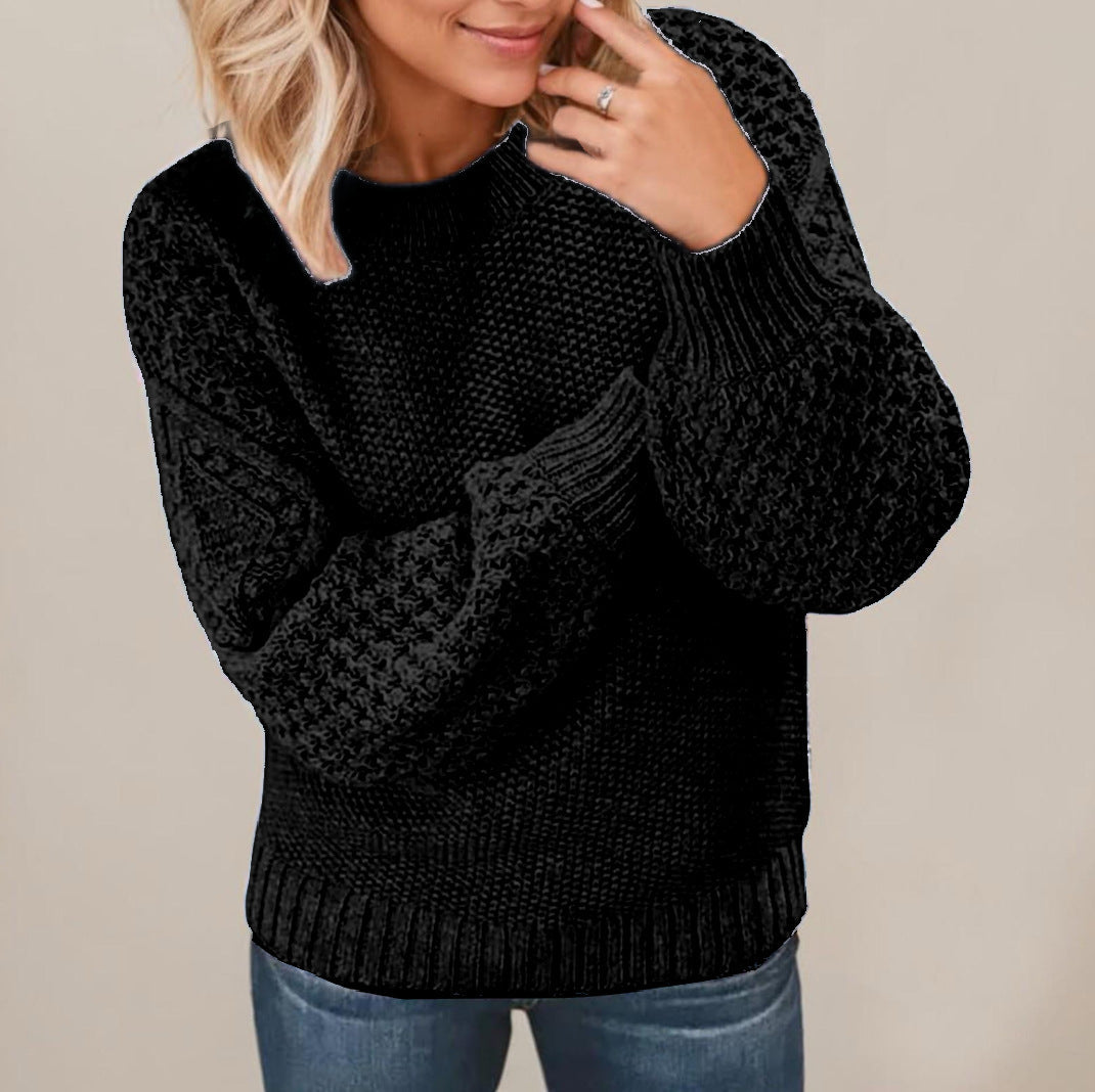 Damen Kuscheliger Strickpullover mit strukturiertem Ärmeldesign ModeGeist