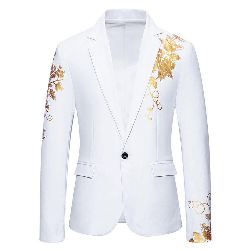 Herren eleganter Blazer mit floralem Gold-Design ModeGeist