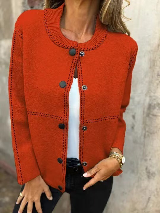 Damen Strickjacke mit Knopfleiste und edler Halslinie ModeGeist