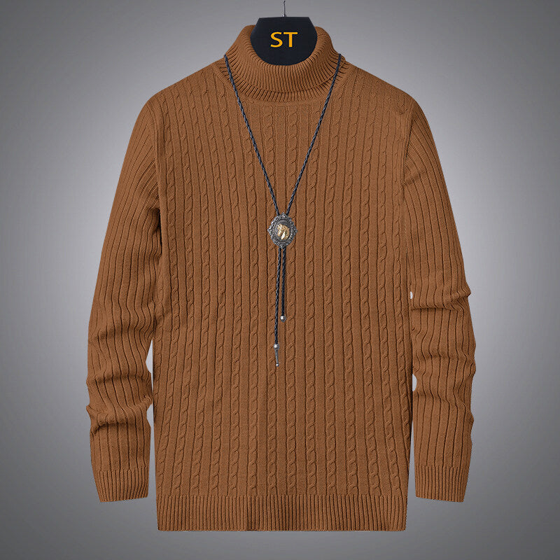 Herren Rollkragenpullover mit strukturiertem Zopfmuster ModeGeist