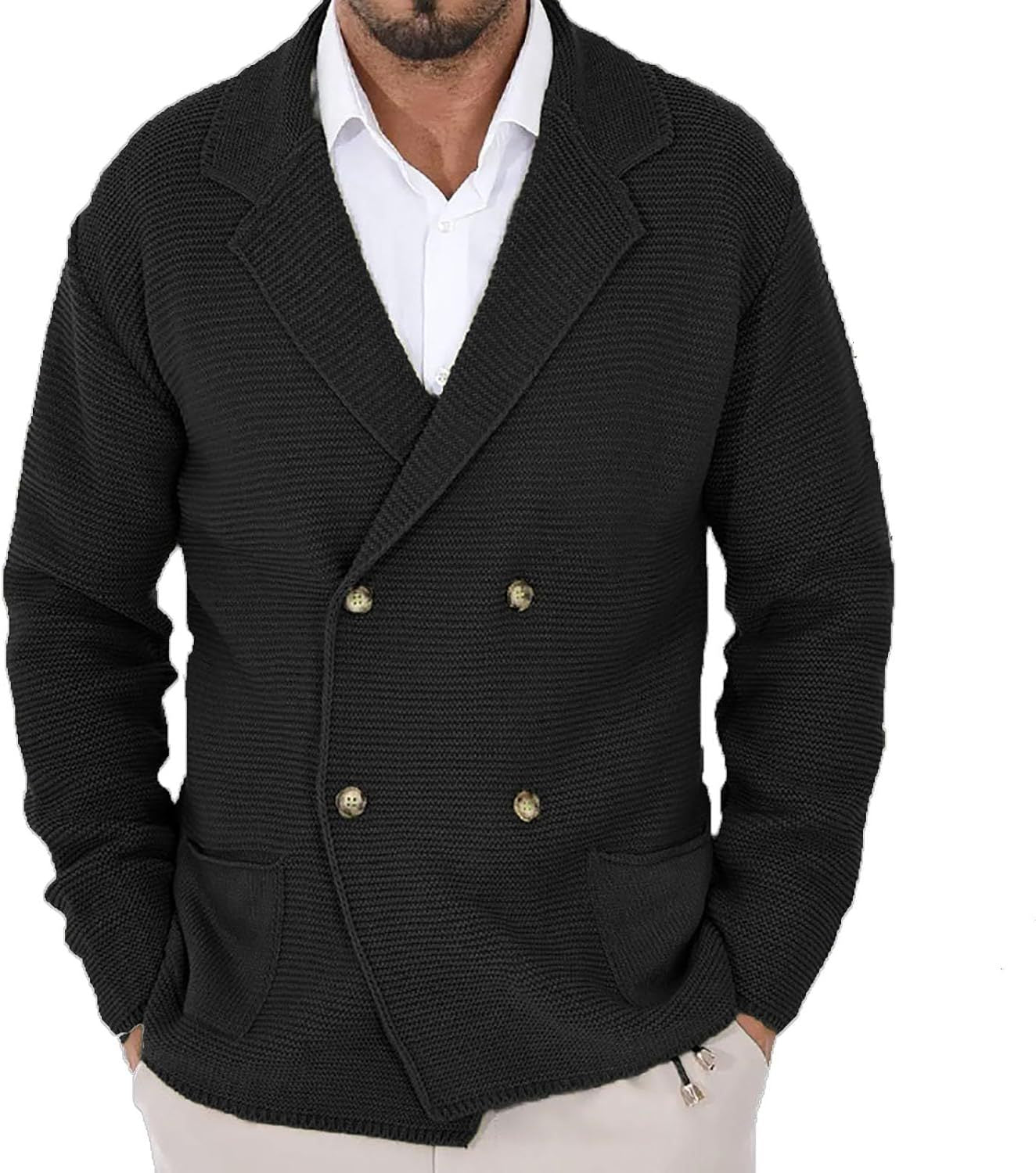 Herren Strickjacke mit modischem Schalkragen und dekorativen Knöpfen ModeGeist
