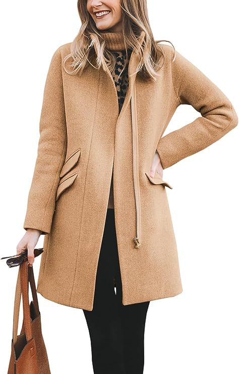 Damen modischer Wollmantel mit asymmetrischem Schnitt ModeGeist