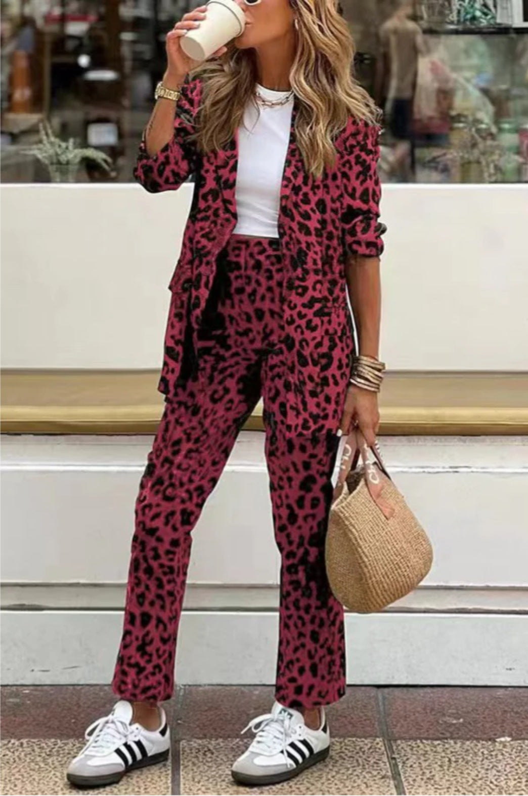 Damen Elegantes Leopardenmuster-Anzugset ModeGeist