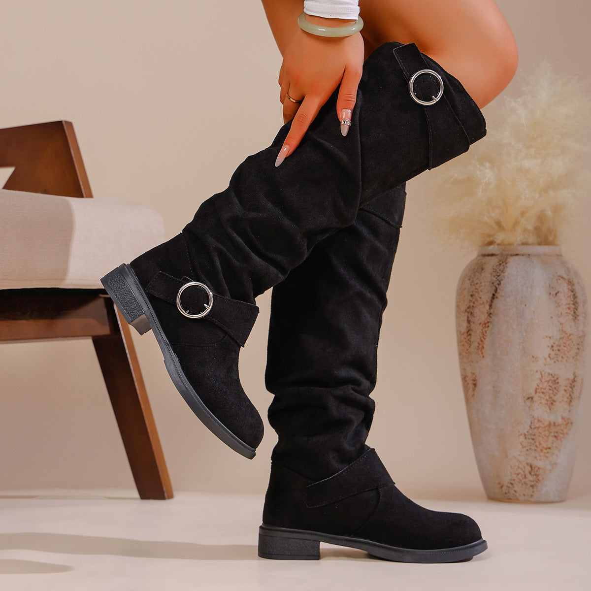 Damen Modische Overknee-Stiefel aus weichem, elastischem Material ModeGeist