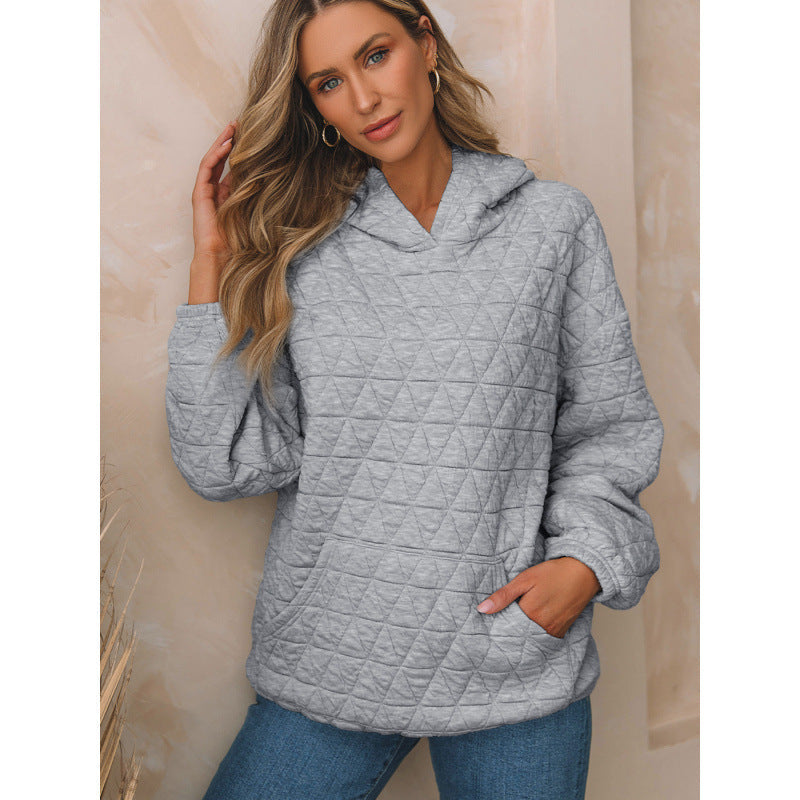 Damen gesteppter Kapuzenpullover mit praktischen Taschen ModeGeist