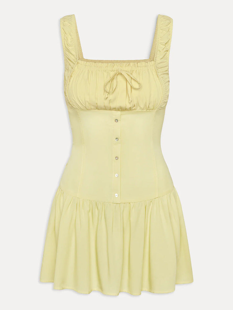 Damen Minikleid mit Rüschendetails und dekorativem Knoten ModeGeist