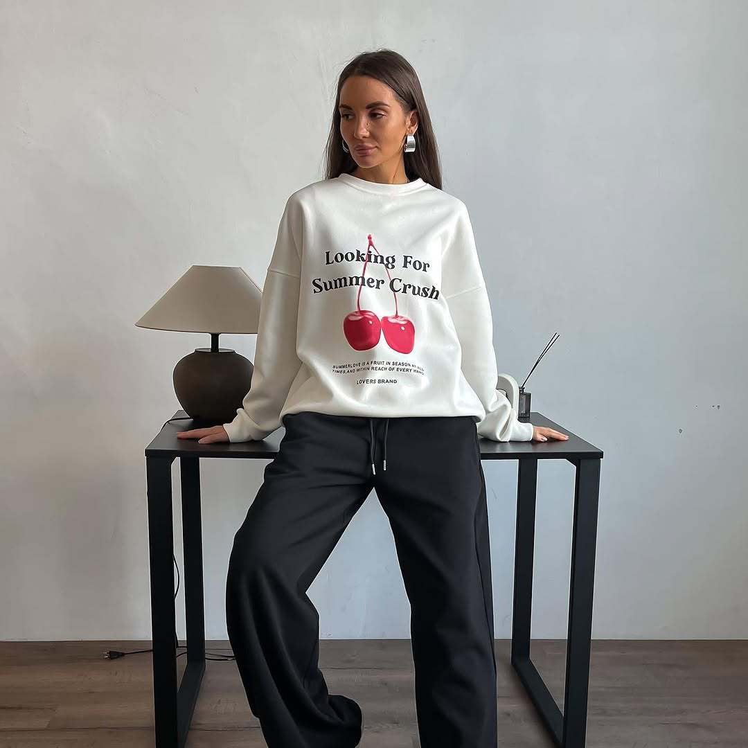 ModeGeist | Pullover Sweatshirt Übergröße Fit Grafikdruck Baumwollmischung Rundhalsausschnitt
