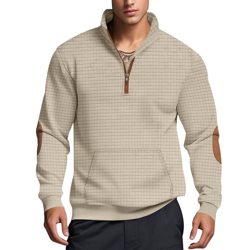 Herren strukturierter Fleece-Pullover mit modischem Stehkragen ModeGeist