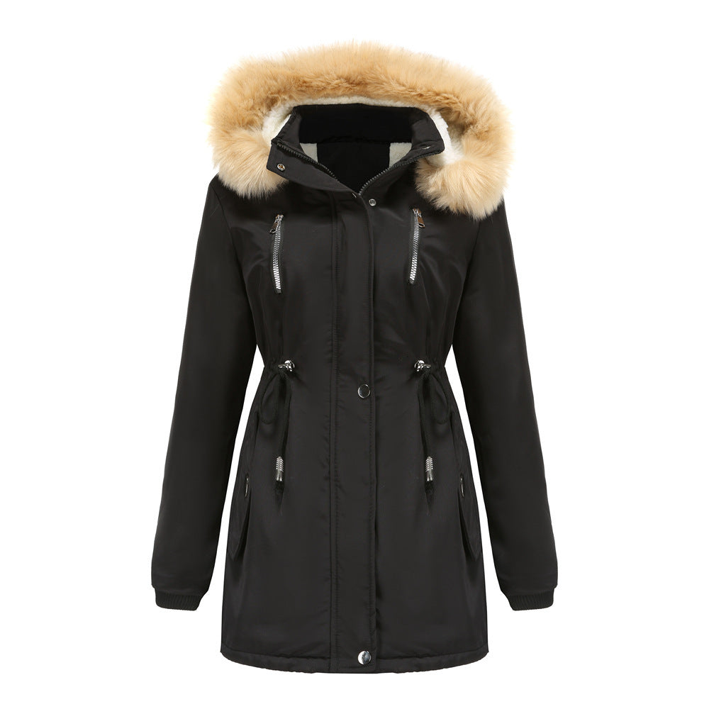 Damen isolierte Winterjacke mit abnehmbarem Kunstfellkragen ModeGeist