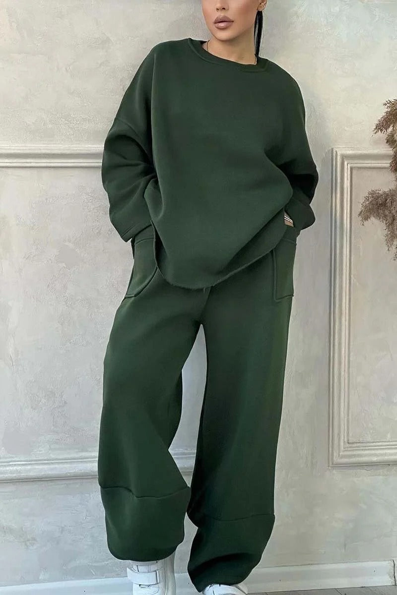 Damen Cozy Oversized Sweat-Set mit geräumigen Taschen und angenehmem Schnitt ModeGeist