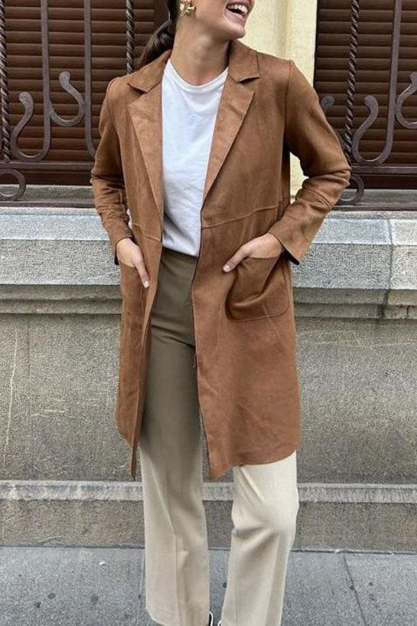 ModeGeist | Langer Wildleder Trenchcoat