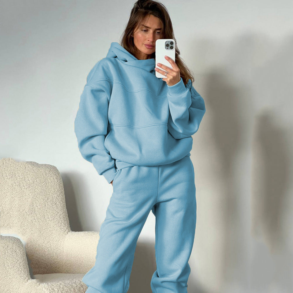 Damen lässiges Hooded Sweatset mit Ziernähten ModeGeist
