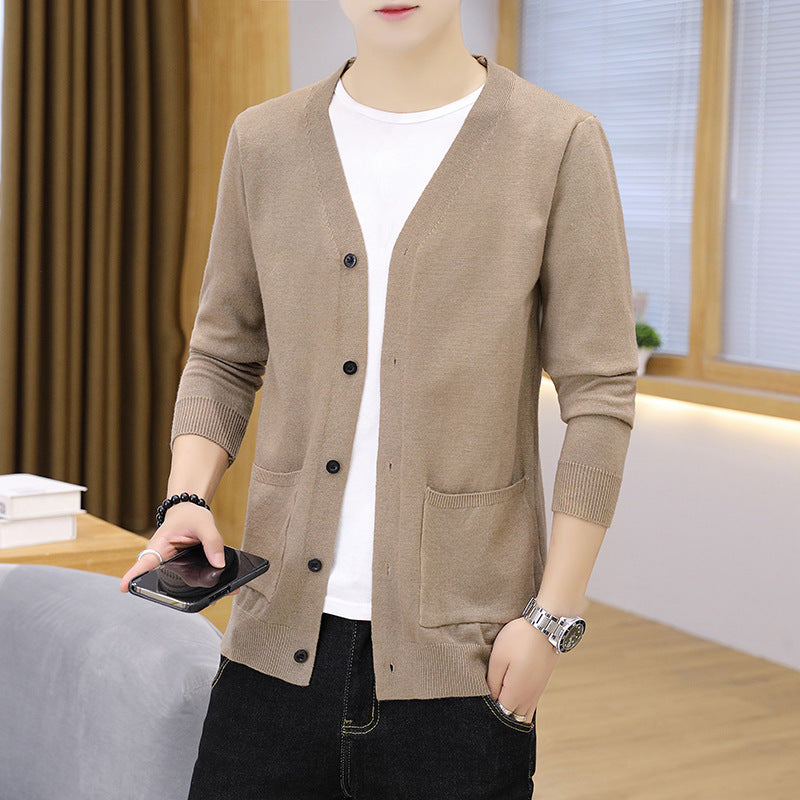 Herren eleganter leichter Strickcardigan mit Taschen ModeGeist
