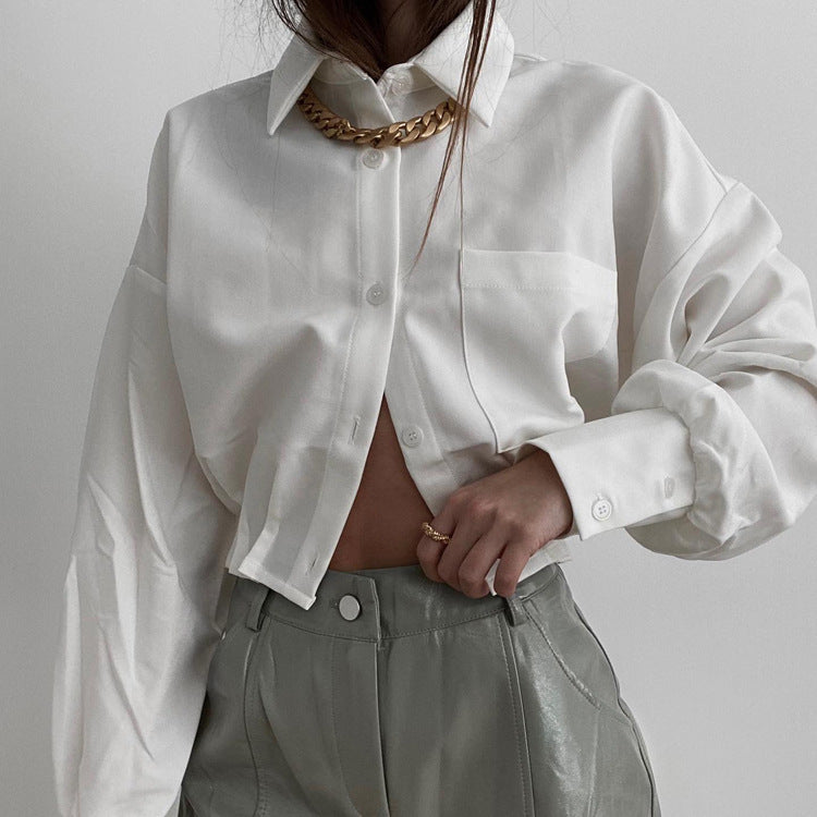 Weißes Damen-Shirt mit langen Ärmeln von Fudus, lockerer Schnitt