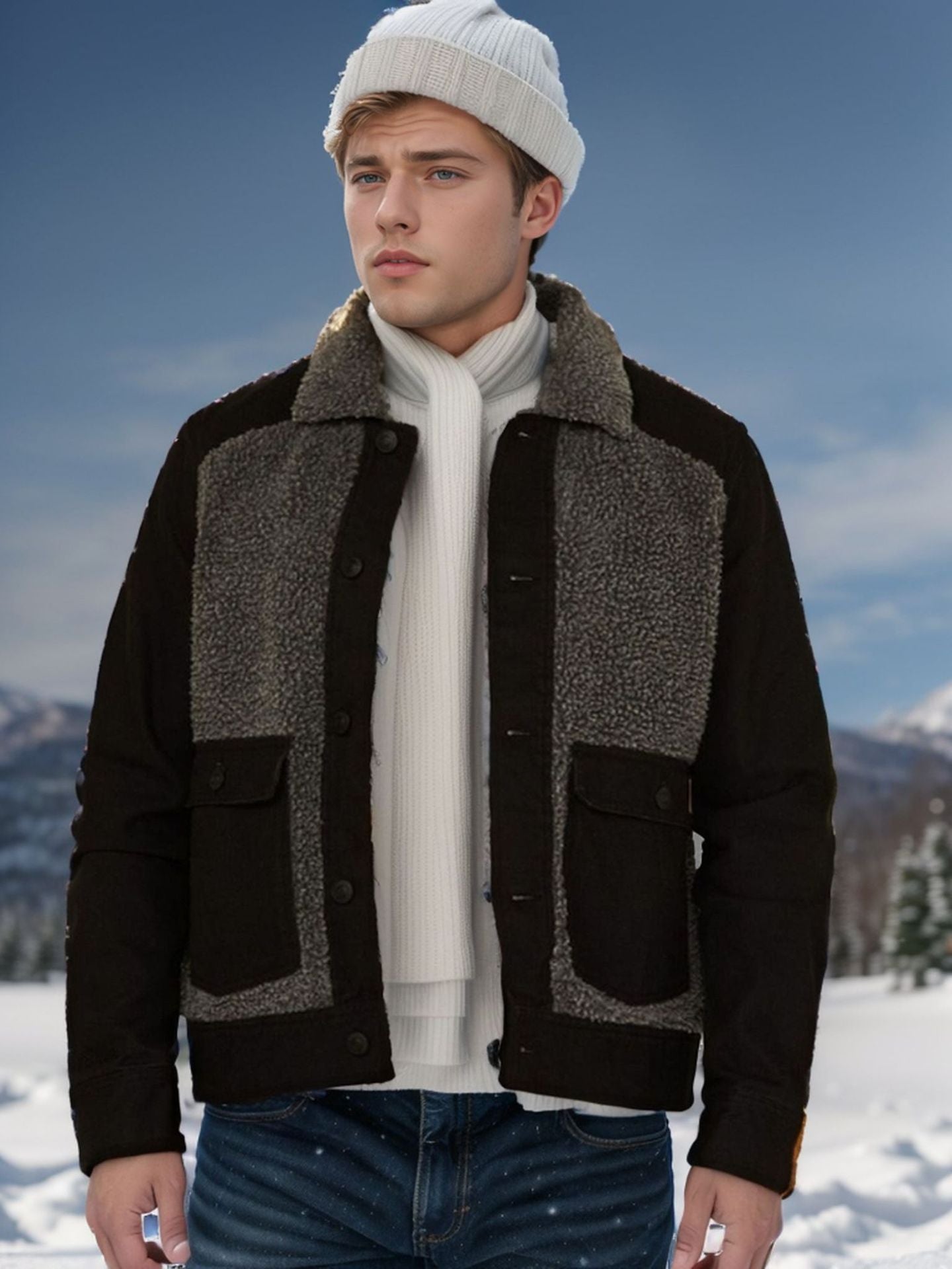 Herren etwas übergroße Jacke mit weichem Futter und praktischen Taschen ModeGeist