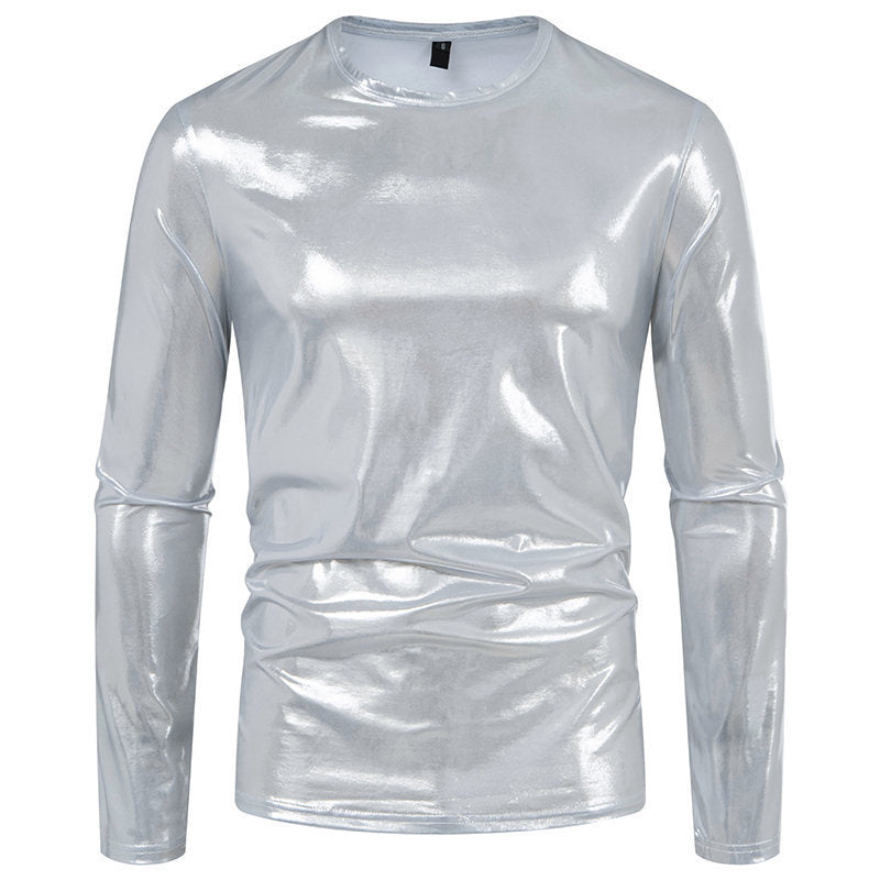 Herren langärmliges Shirt aus glänzendem Stretch-Stoff ModeGeist
