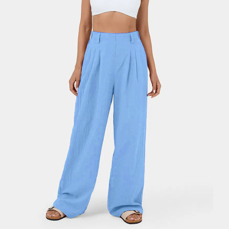 Damen Weite Chinohose mit elegantem Faltenwurf und seitlichen Taschen ModeGeist