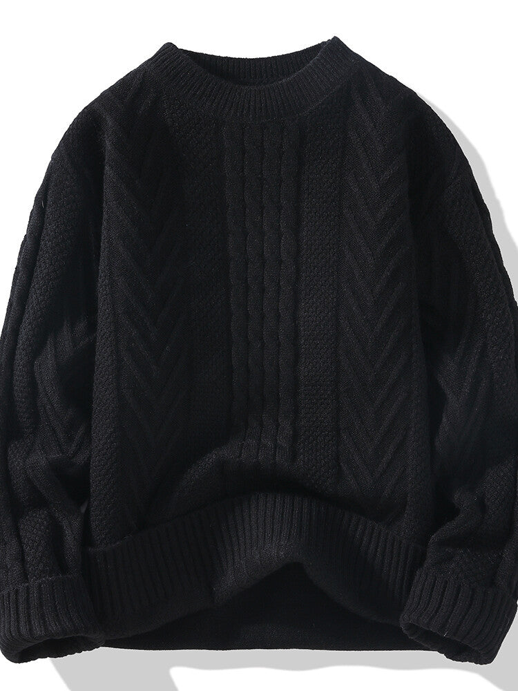 Herren Grobstrickpullover mit Zopfmuster und lässigem Schnitt ModeGeist