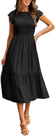 Langes Damenkleid mit elastischem Oberteil und weitem Rock von MODEGEIST
