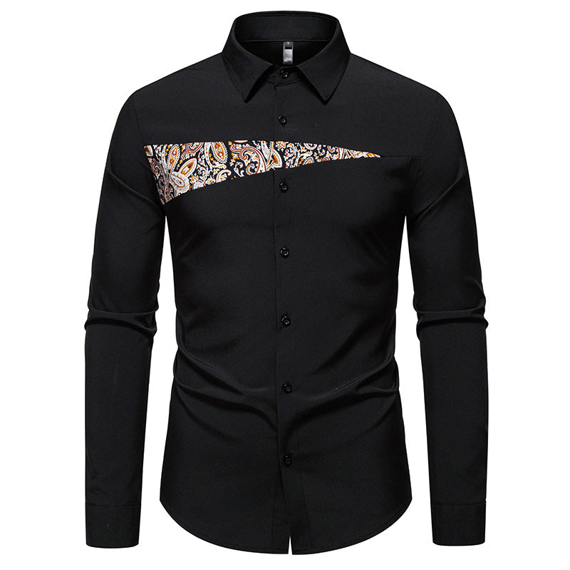 Herren modisches Langarmhemd mit Paisleymuster-Details ModeGeist