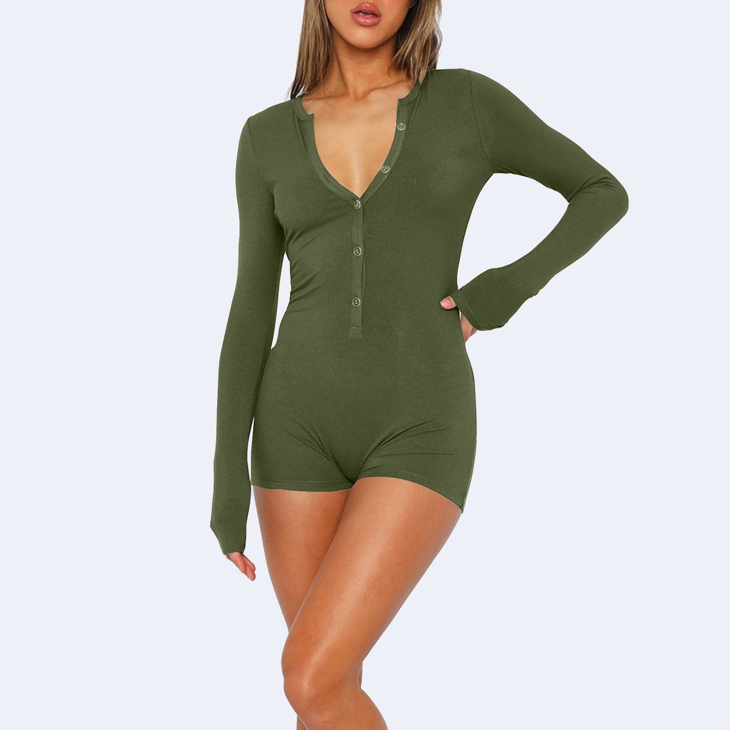 Damen Langarmbody mit Knopfleiste ModeGeist