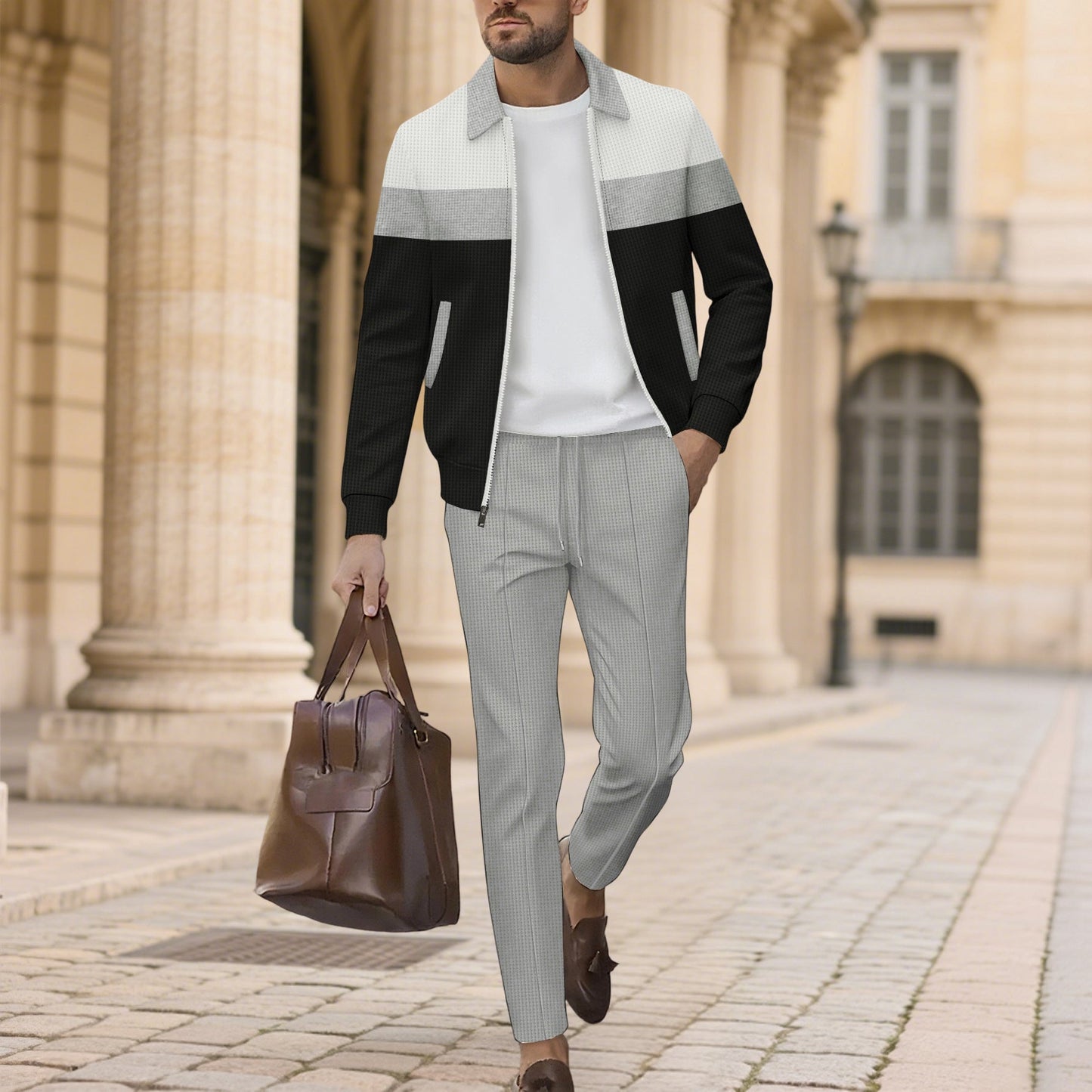 Herren Sportliches Ensemble aus atmungsaktivem Material mit gestepptem Design ModeGeist