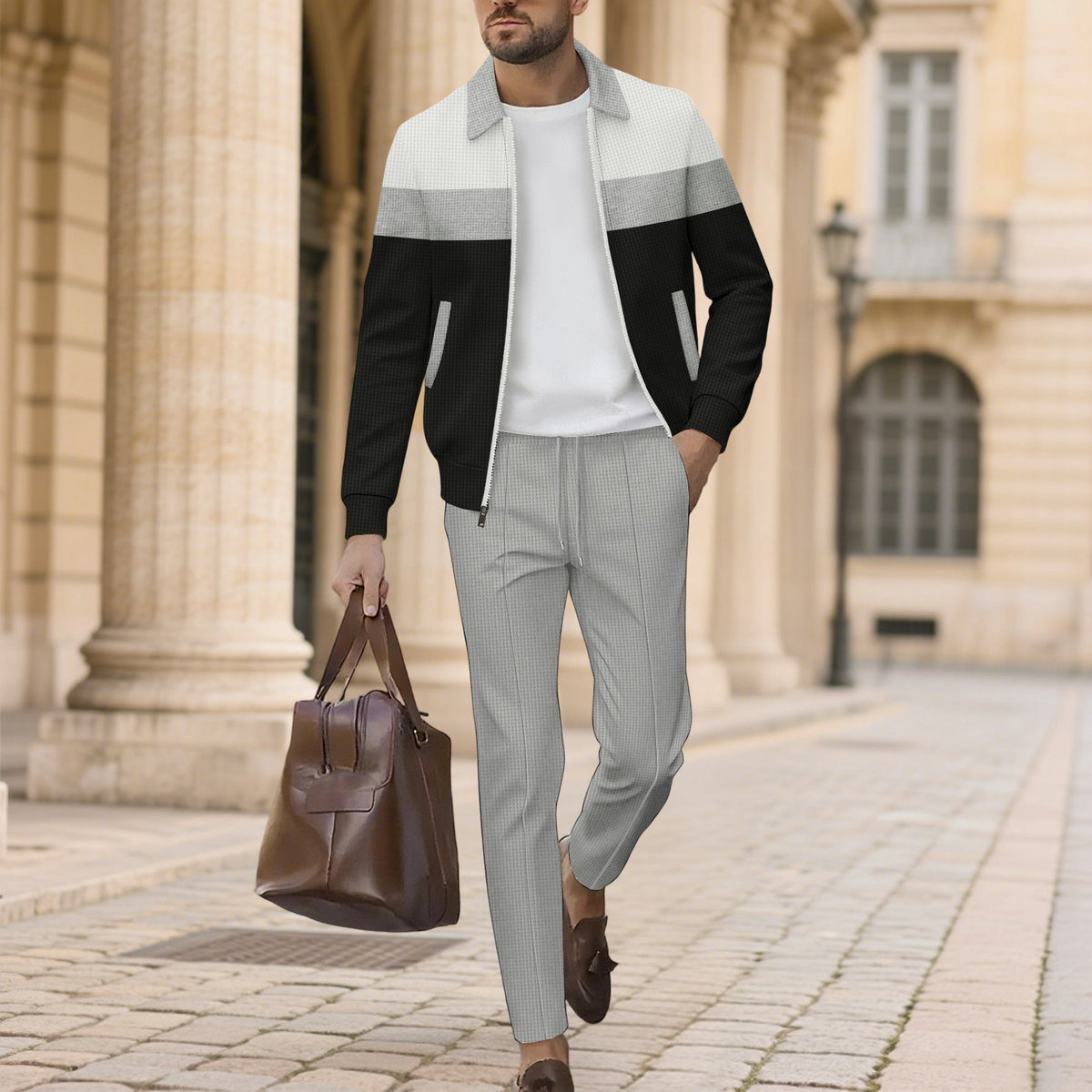 Herren Sportliches Ensemble aus atmungsaktivem Material mit gestepptem Design ModeGeist