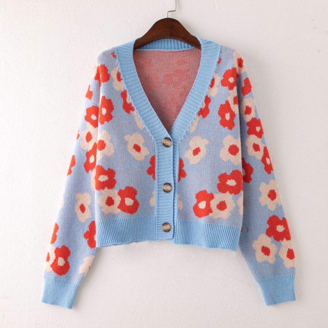 Damen cardigan mit floralem Muster und Knopfdetails ModeGeist
