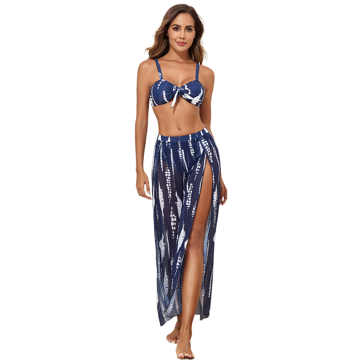 Elegantes Damen Bikini-Set mit Wickeldesign und transparenter Strandrobe von MODEGEIST