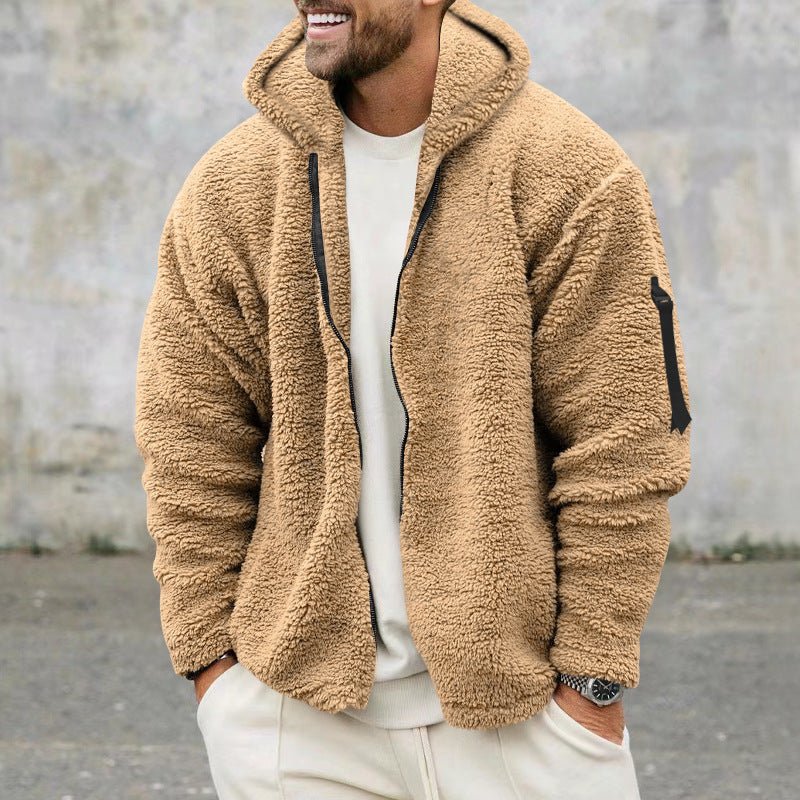 Herren Kuschelige Fleecejacke mit Kapuze und praktischen Reißverschlusstaschen ModeGeist