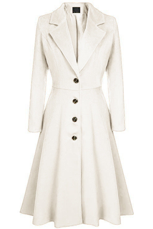 Damen Eleganter Wollmantel mit tailliertem Schnitt und langen Ärmeln ModeGeist
