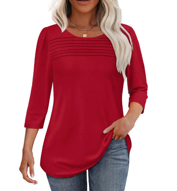 Damen Elegant geschnittenes Oberteil mit gerafften Details ModeGeist