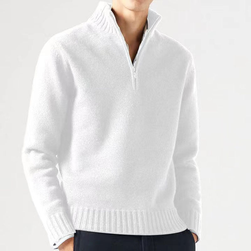 Herren Pullover mit hohem Kragen und modernem Reißverschluss ModeGeist